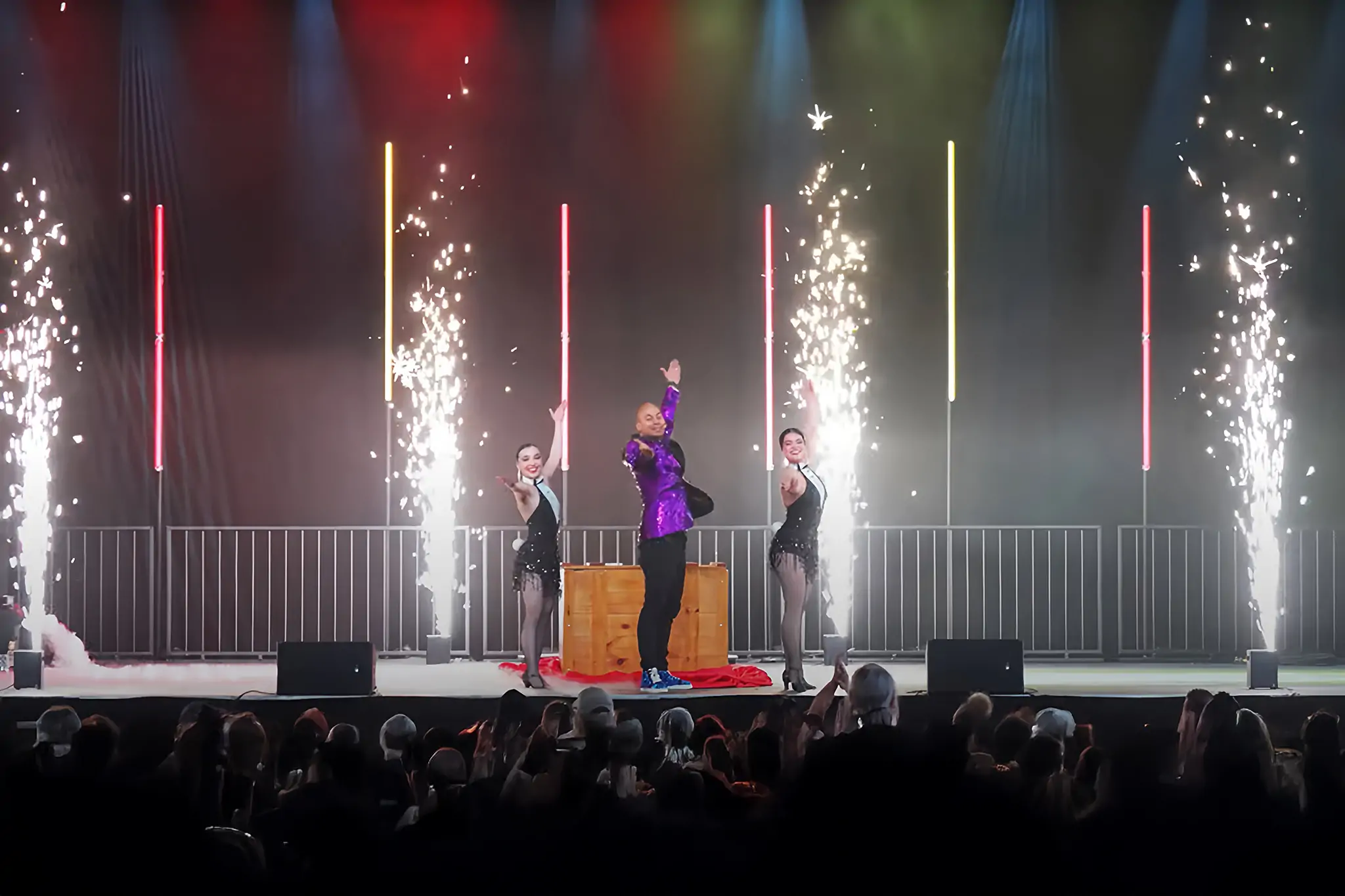 Gala and awards show stage entertainment with theatrical lighting